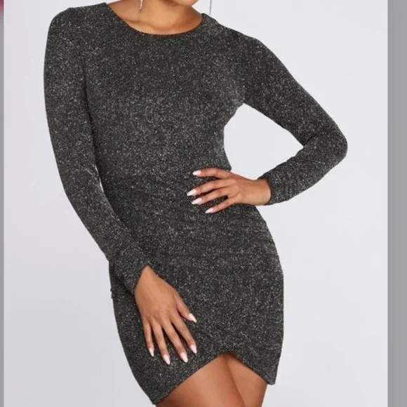 Dresses | 2 Sale Glitter Long Sleeve Mini Homecoming Dress | Poshmark